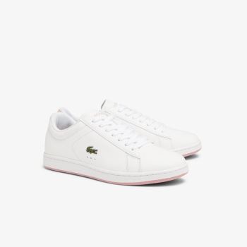 Lacoste Carnaby Evo Leather Sneakers Dámské - Tenisky Bílé / Růžové | CZ-KCrVvR